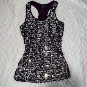 Rue21 look alike sequin Tank Top purple/silver